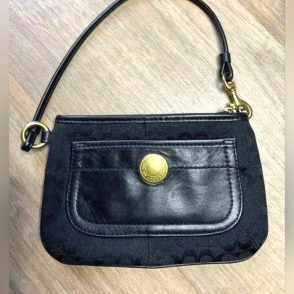 Coach | 1941 Leather Trim Canvas Wristlet | Color: Black | Vintage - Picture 1 of 13